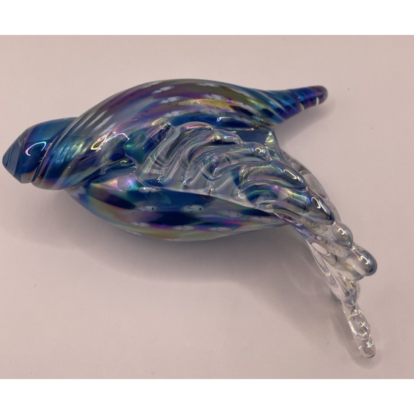 Iridescent Kevin Fulton Studio Art Glass Sea Shell Ocean Blue color-Signed - Picture 9 of 15